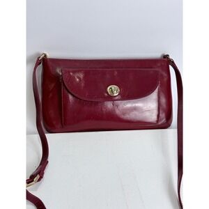 Vintage HOBO International Red Leather Crossbody Polished Statement Shoulder Bag